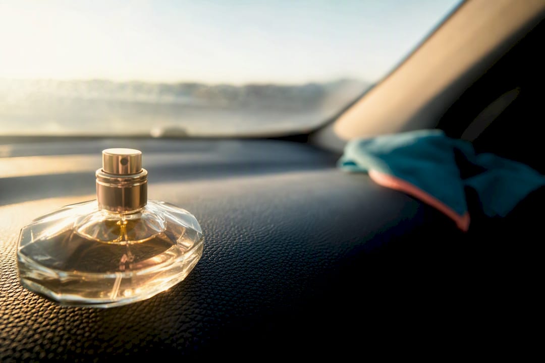 Perfume bottle exposed to hot car sunlight