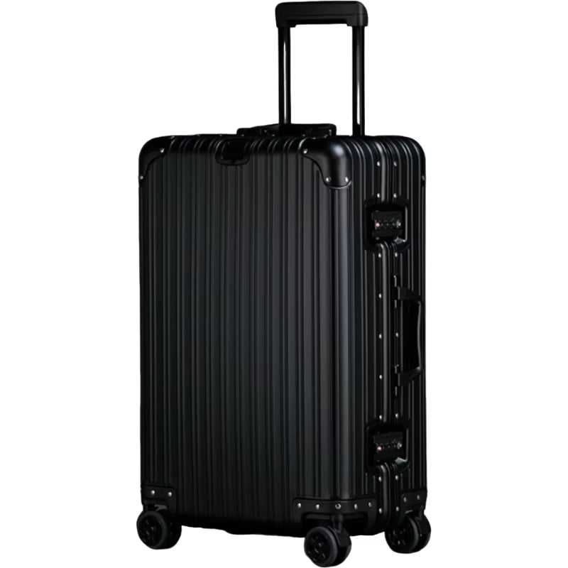 SPRITZ™ Bourdain Suitcase in black aluminum hard-shell finish
