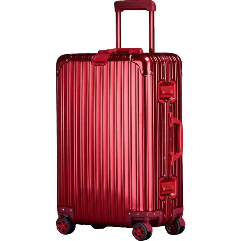 SPRITZ™ Bourdain Suitcase in red aluminum hard-shell finish