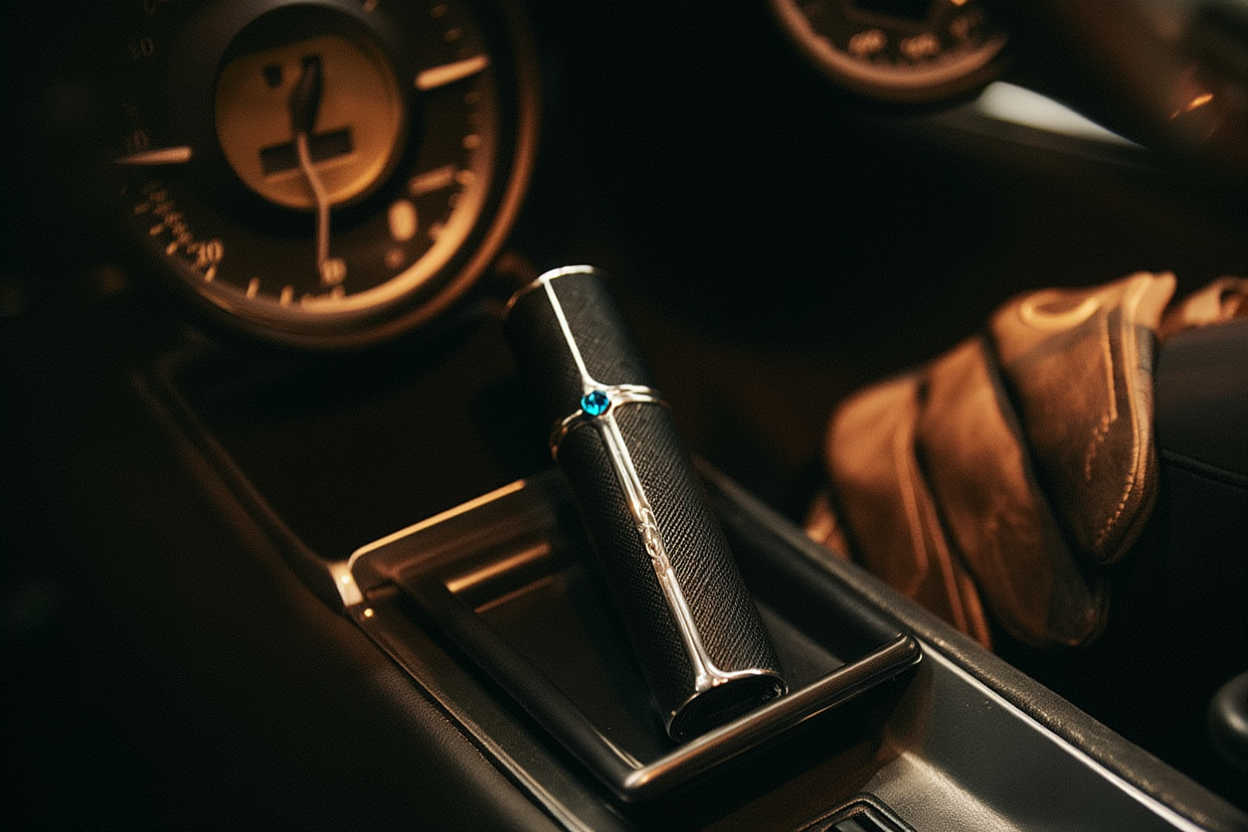 SPRITZ Olivier refillable perfume atomizer — blue topaz gemstone detail