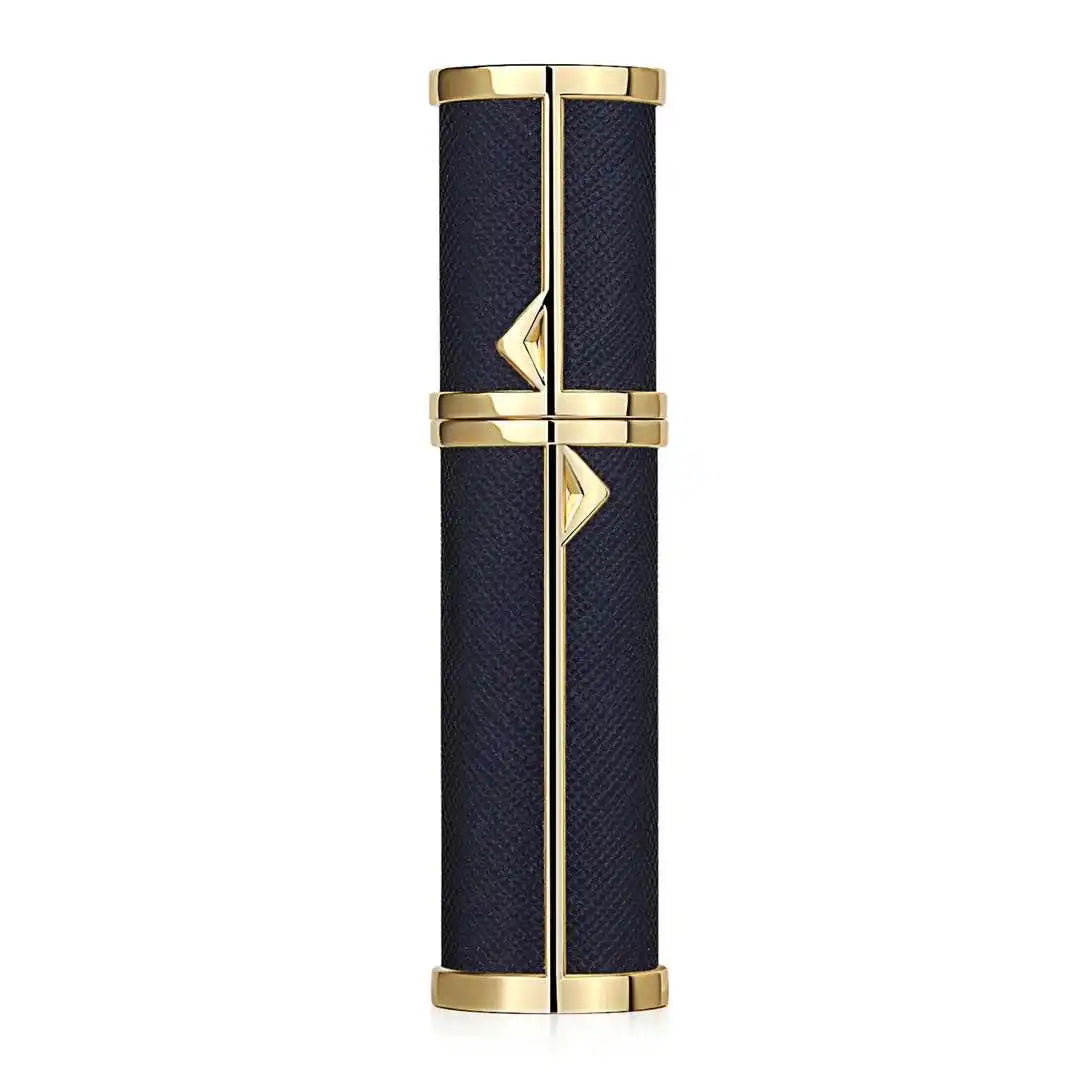 SPRITZ Hepburn 5ml refillable perfume atomizer in blue and gold — travel size