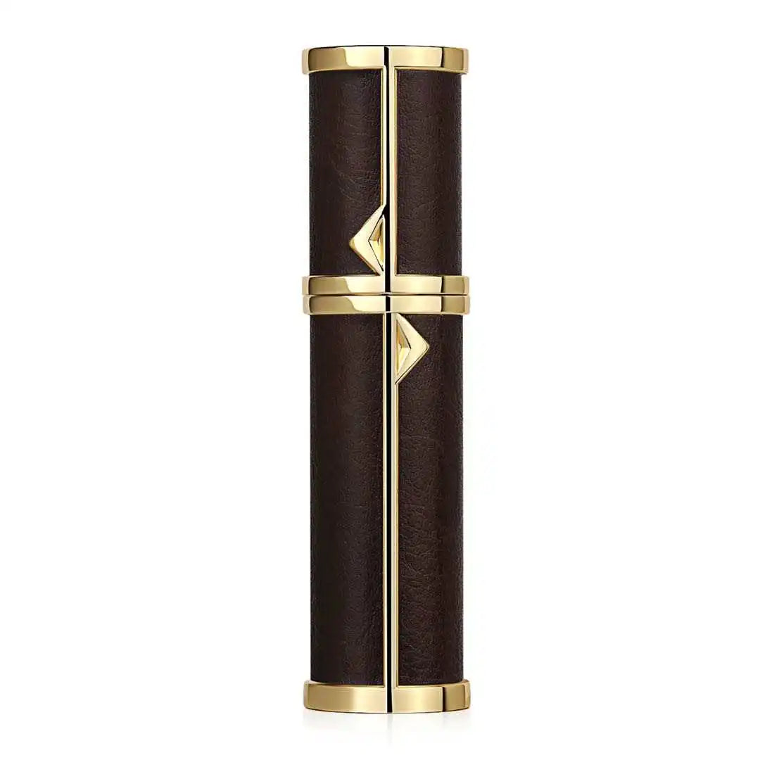SPRITZ Hepburn 5ml refillable perfume atomizer in brown and gold— travel size