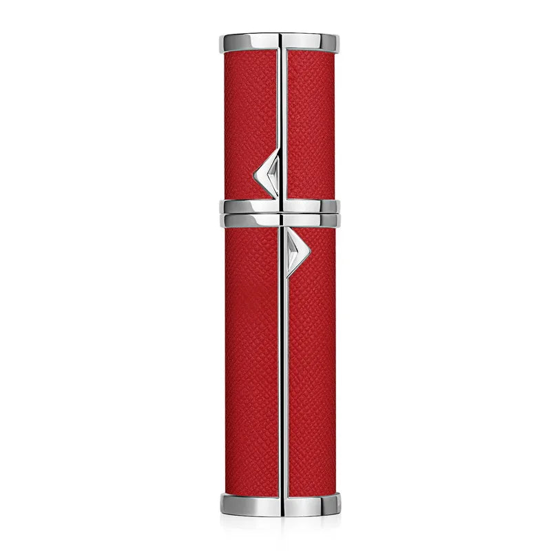 SPRITZ Hepburn 5ml refillable perfume atomizer in red and silver — travel size