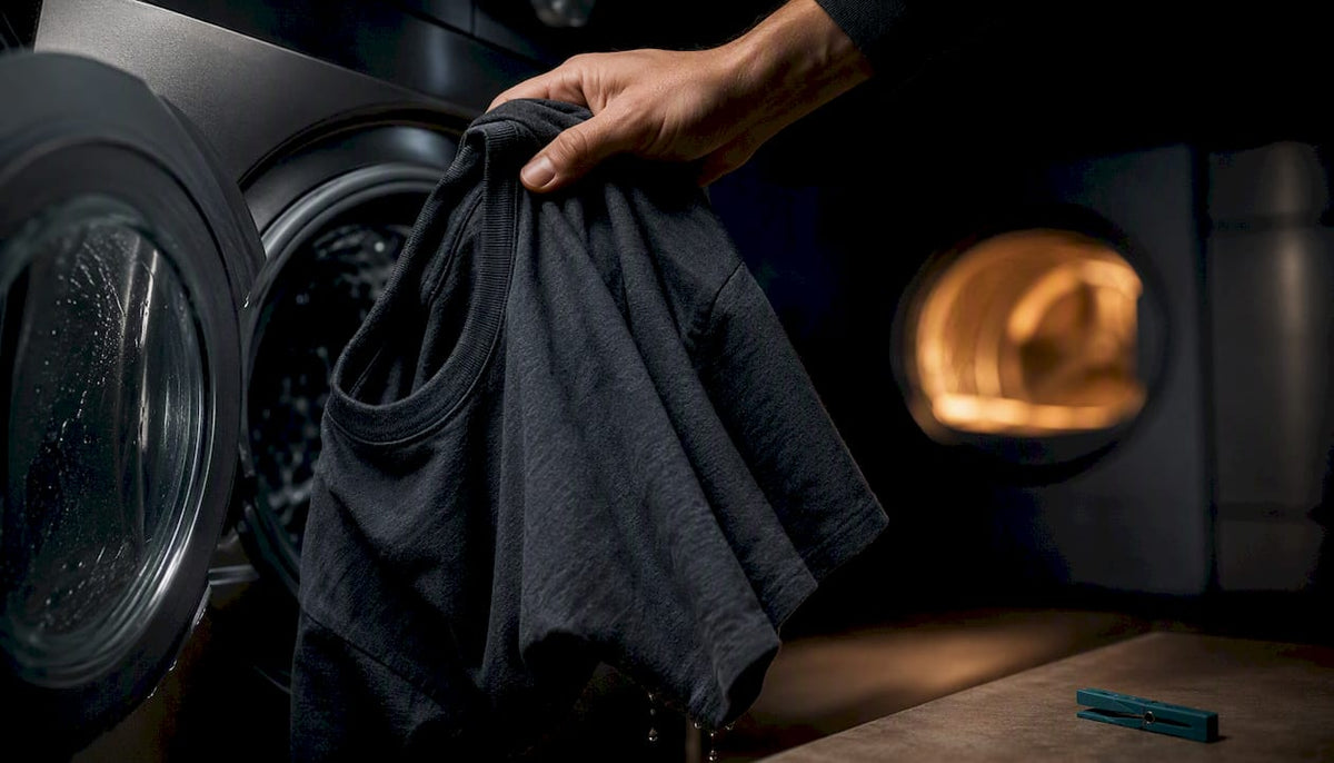 Heavyweight cotton tee moving from washer