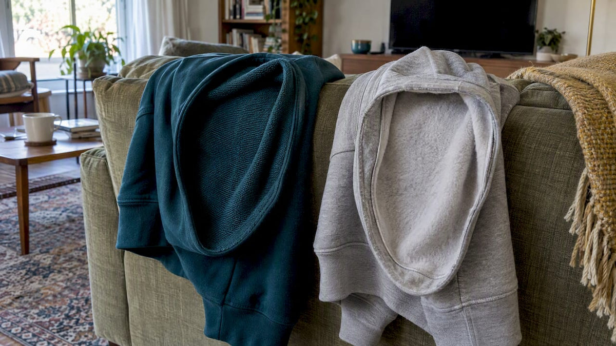 French terry and fleece hoodie interiors