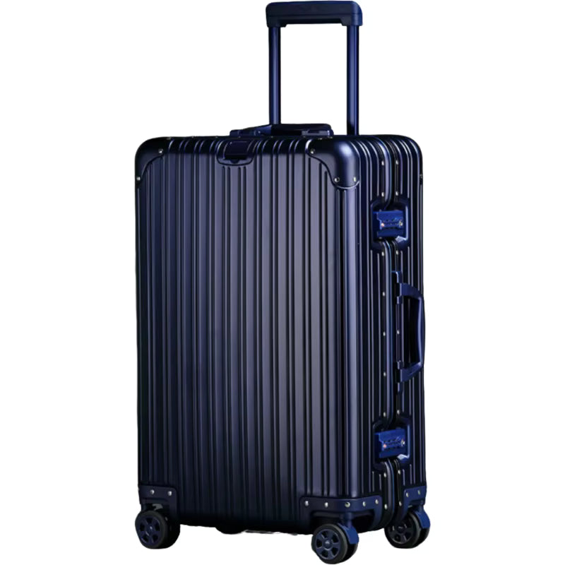 SPRITZ™ Bourdain Suitcase in blue aluminum hard-shell finish