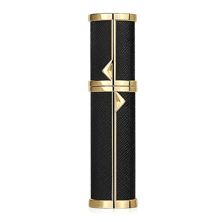 SPRITZ Hepburn 5ml refillable perfume atomizer in black and gold— travel size
